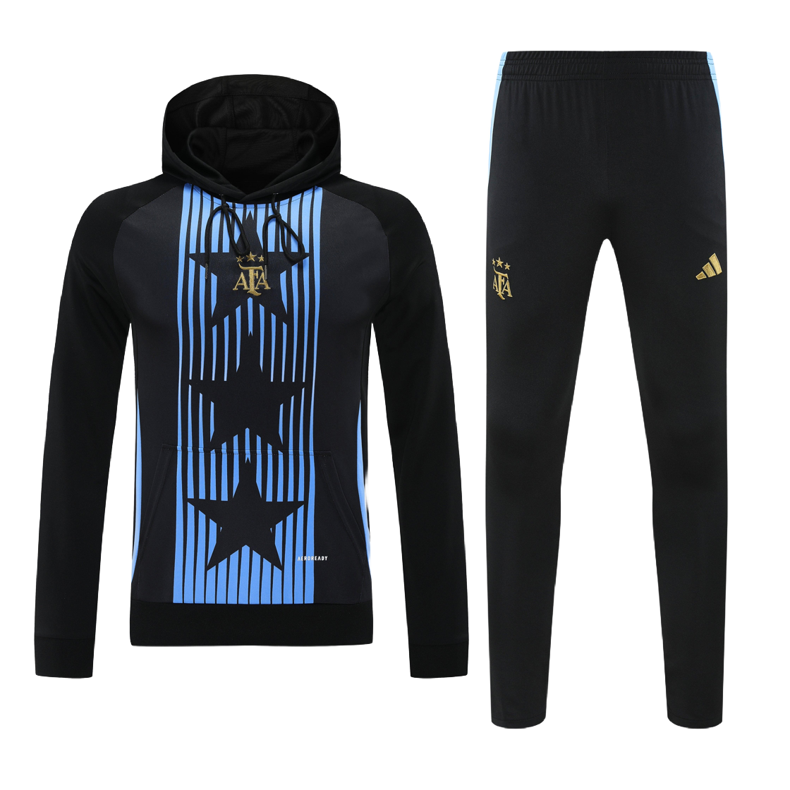 *NEW* Argentina Blue Stripe Black Stars Hooded Adults Tracksuit
