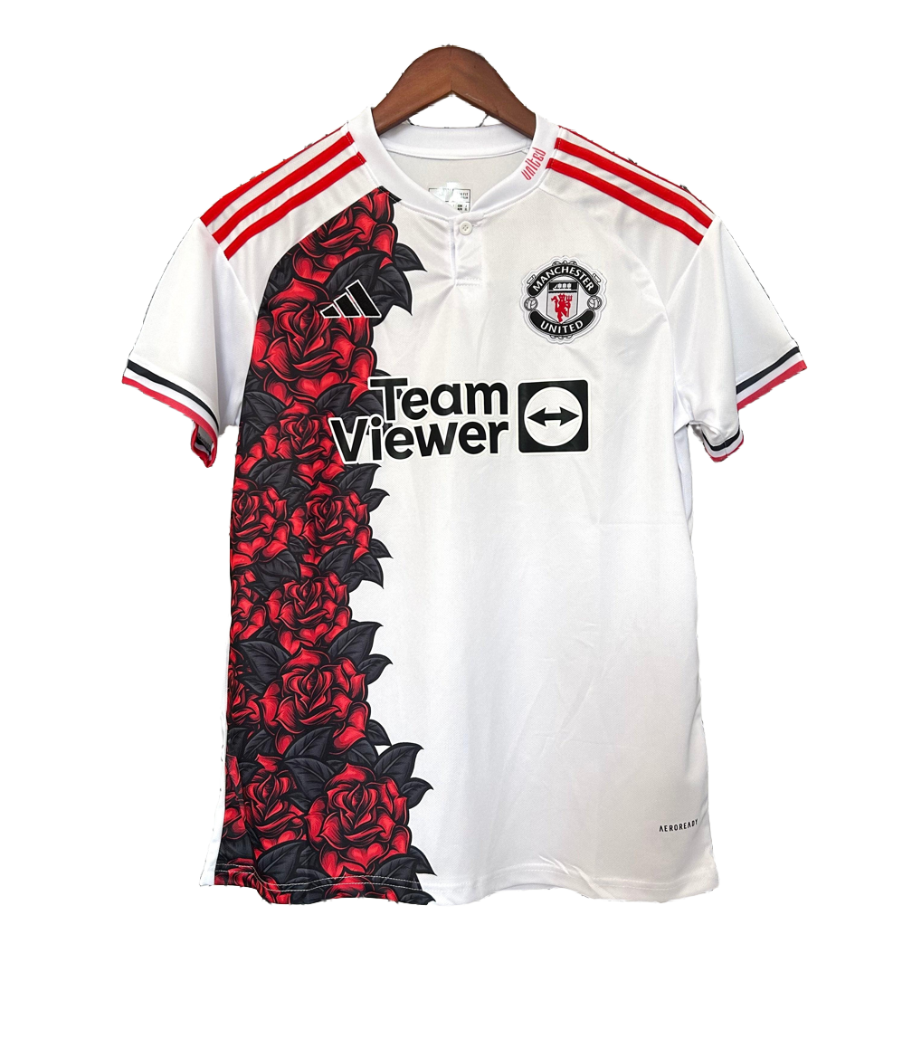 Manchester United White / Red Roses Jersey - Fan Version