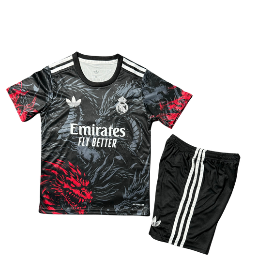 *NEW* 2025/26 Real Madrid Black/Red Dragon Limited Edition Kids Kit