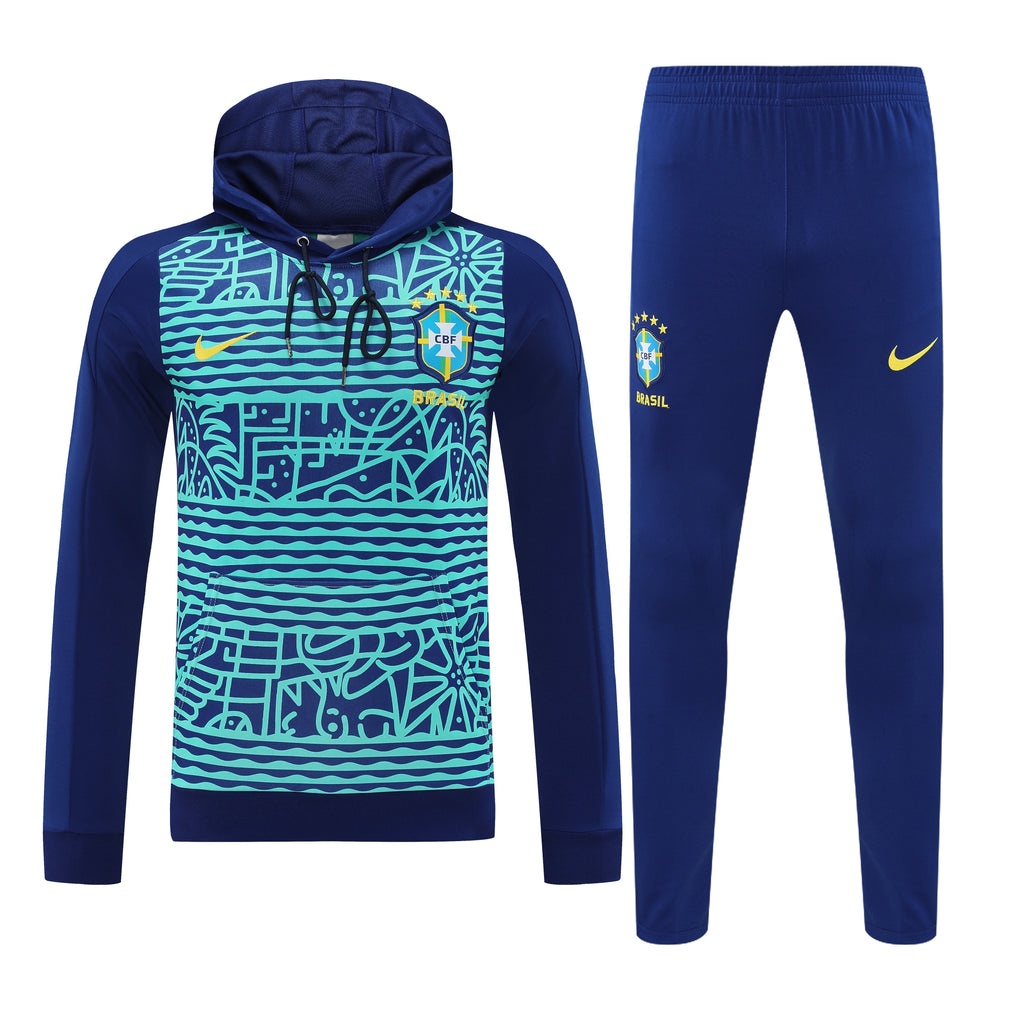 2025/26 Brazil Hooded Blue Pattern Tracksuit [Adults]