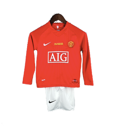 Manchester United 2007-08 Champions League Final long Sleeve Kids Retro Kit