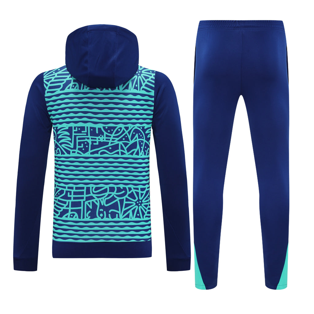 2025/26 Brazil Hooded Blue Pattern Tracksuit [Adults]